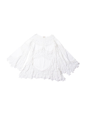 Vintage Eyelet Cotton Lace Dress White-designer resale
