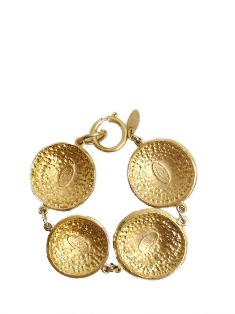 Vintage Gold Medallion Charm Bracelet-designer resale