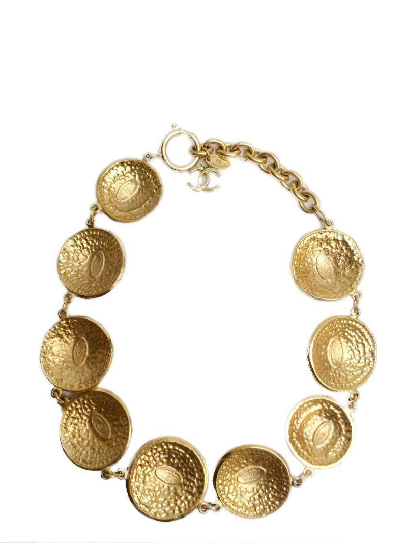 Vintage Gold Medallion Charm Necklace-designer resale
