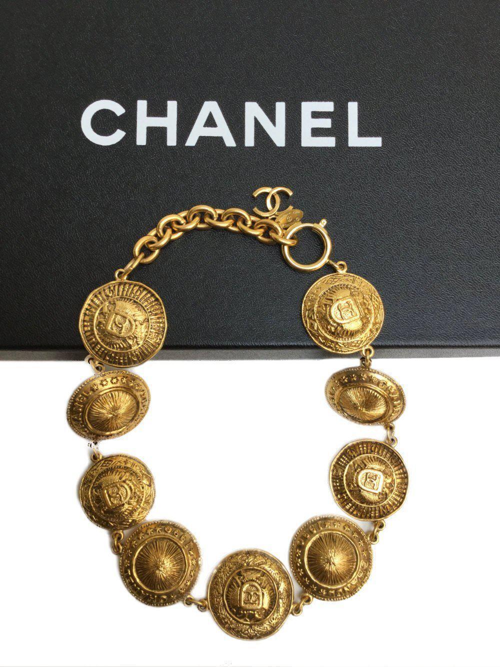 Vintage Gold Medallion Charm Necklace-designer resale