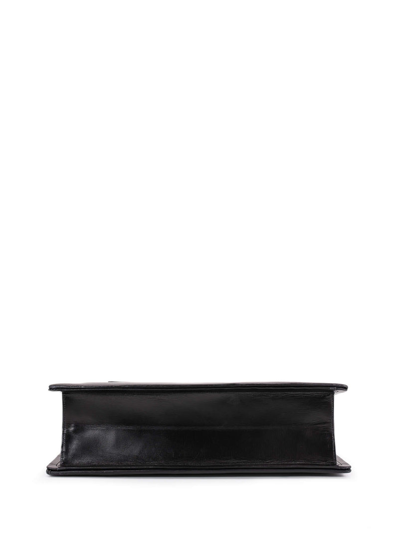 Vintage Igor Box Leather Medium Clasp Top Handle Bag Black-designer resale