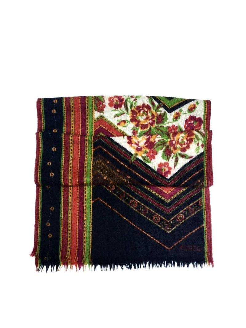 Vintage Multi-colored Wool Angora Scarf-designer resale