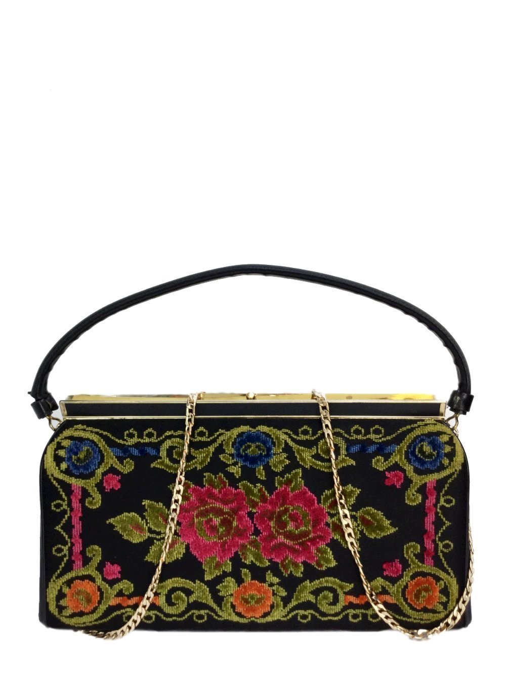 Vintage Needlepoint Embroidered Top Handle Bag-designer resale