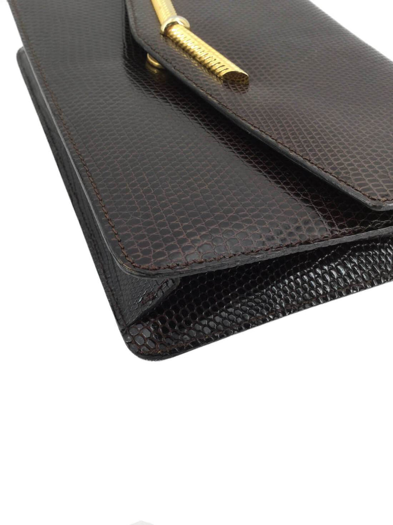 Vintage Snakeskin Flap Bag Brown-designer resale