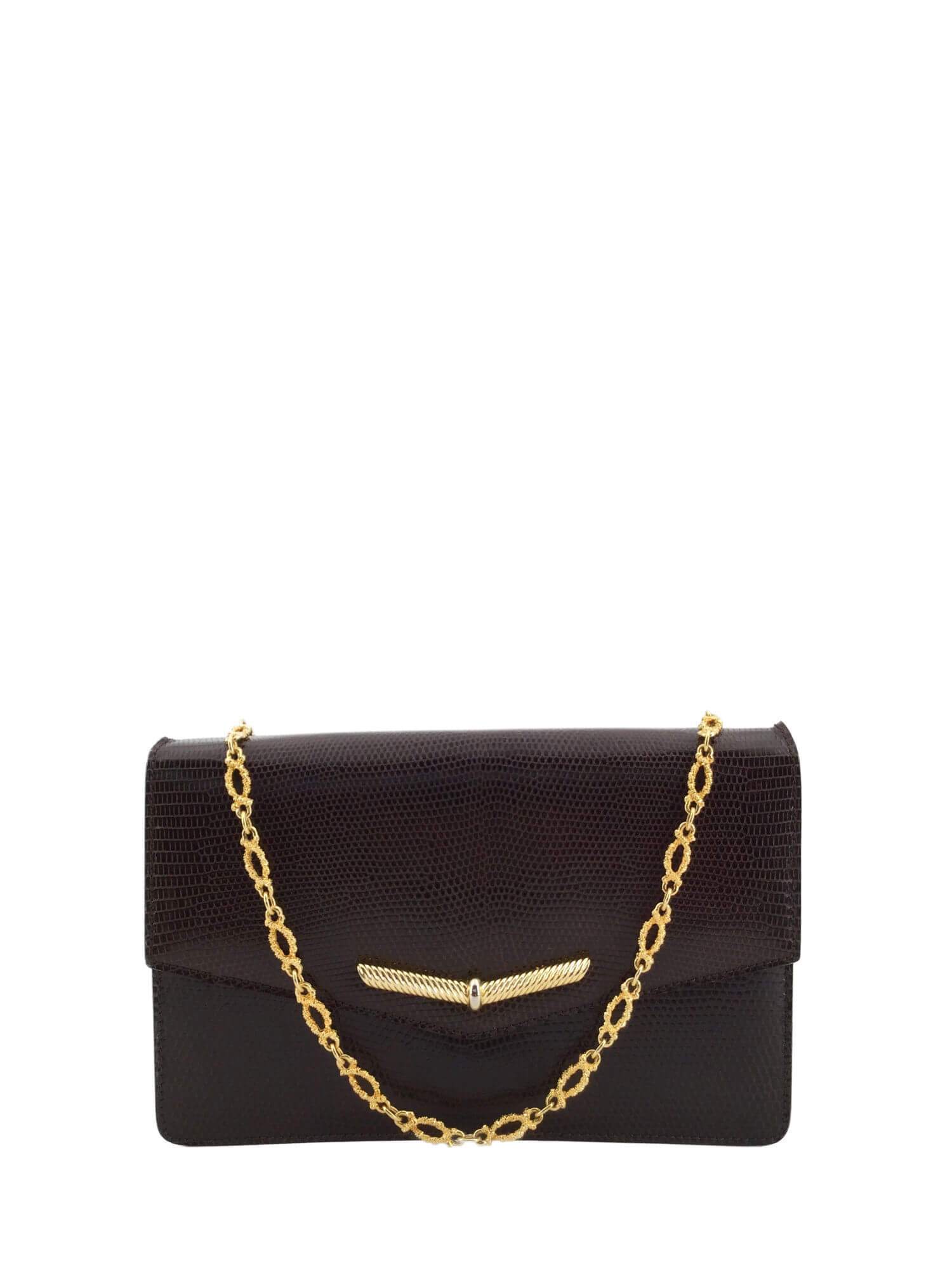Vintage Snakeskin Flap Bag Brown-designer resale