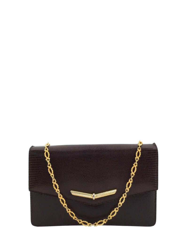 Vintage Snakeskin Flap Bag Brown-designer resale