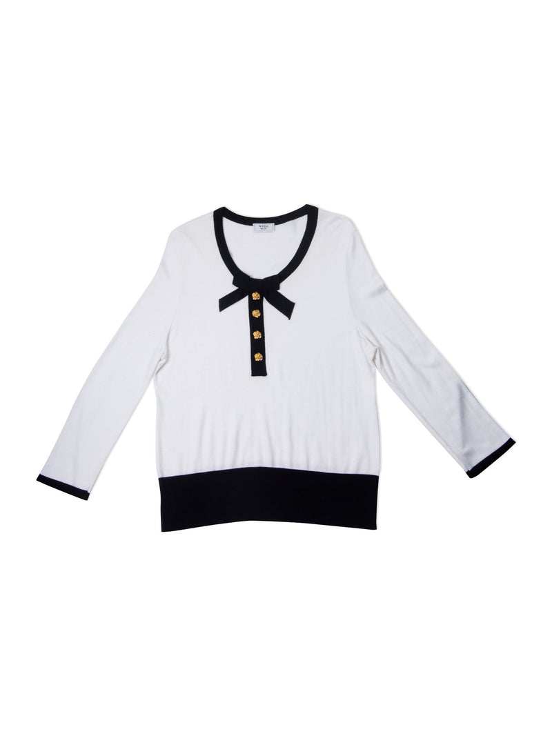 Weill Cotton Knitted Bows Sweater Black White-designer resale