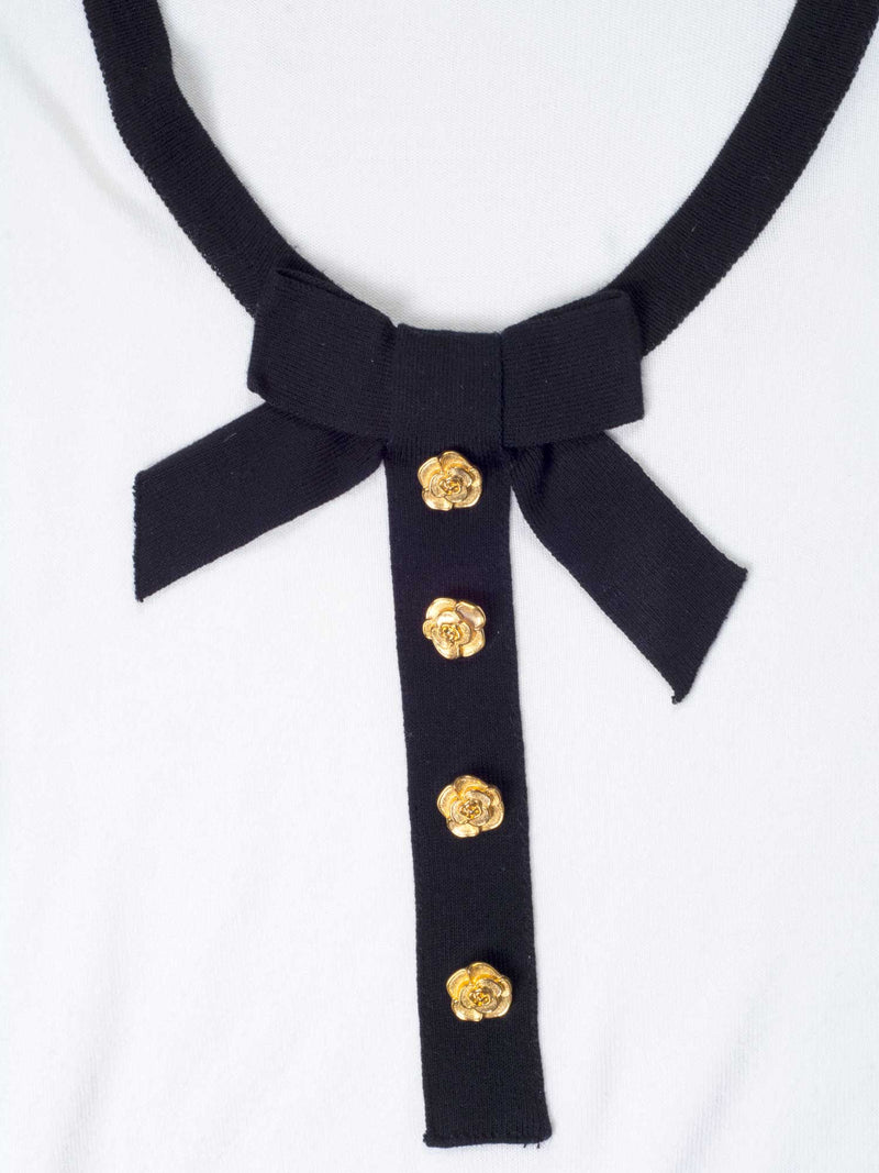 Weill Cotton Knitted Bows Sweater Black White-designer resale