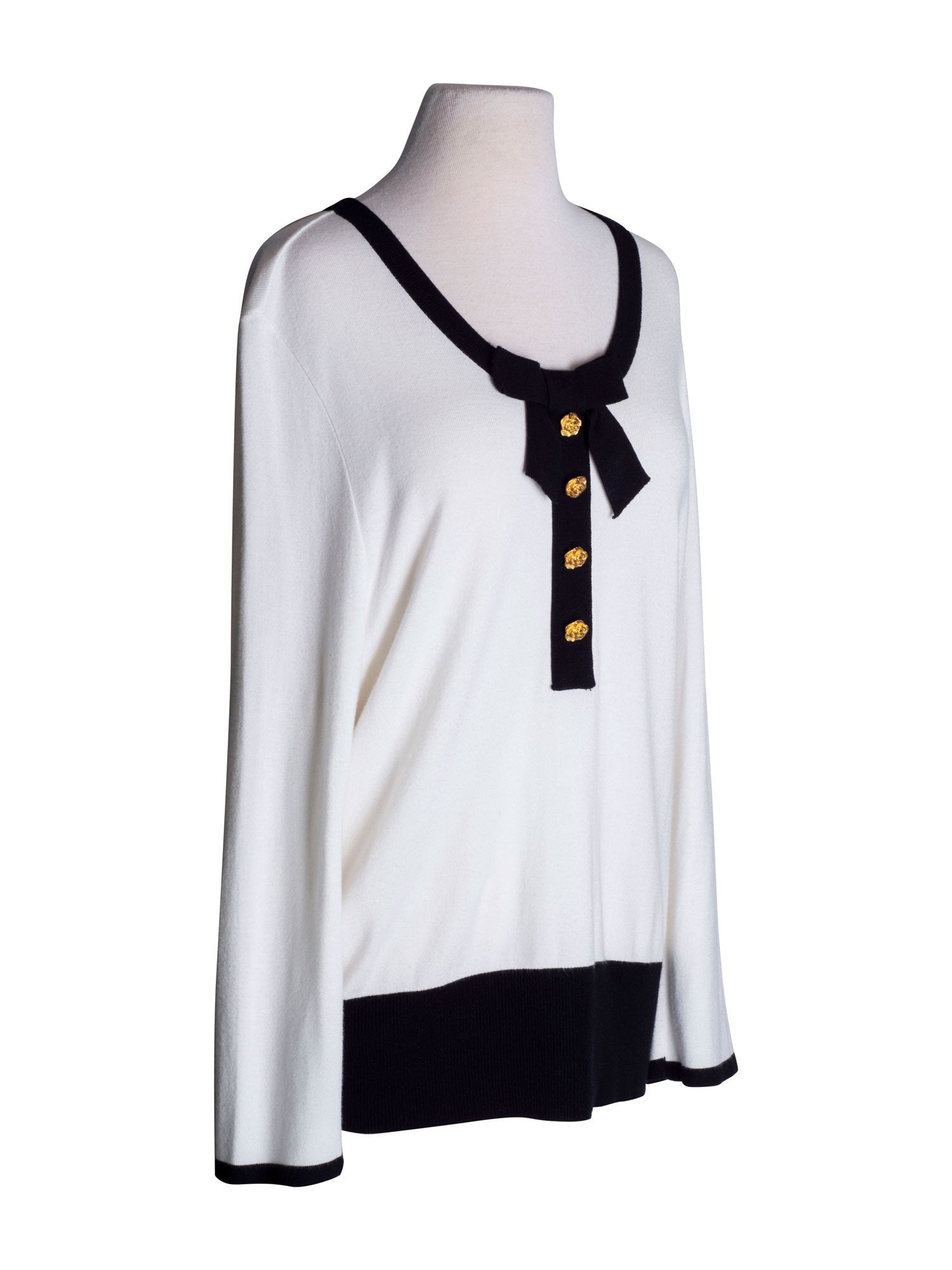 Weill Cotton Knitted Bows Sweater Black White-designer resale