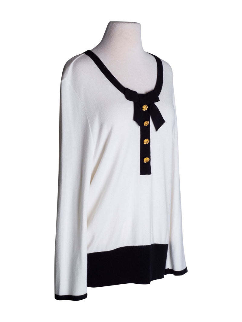 Weill Cotton Knitted Bows Sweater Black White-designer resale