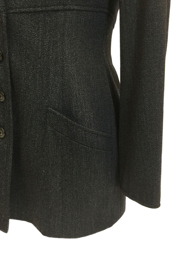 Wool Tweed Jacket Grey-designer resale