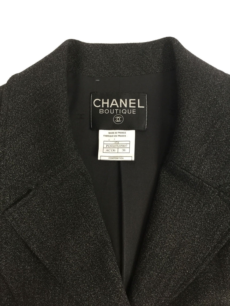 Wool Tweed Jacket Grey-designer resale