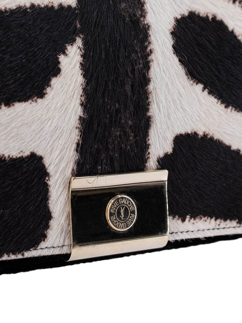 Yves Saint Laurent Calf Hair Double Horn Mombassa Bag Black White-designer resale