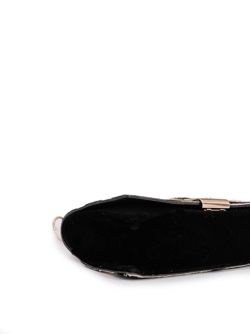 Yves Saint Laurent Calf Hair Double Horn Mombassa Bag Black White-designer resale