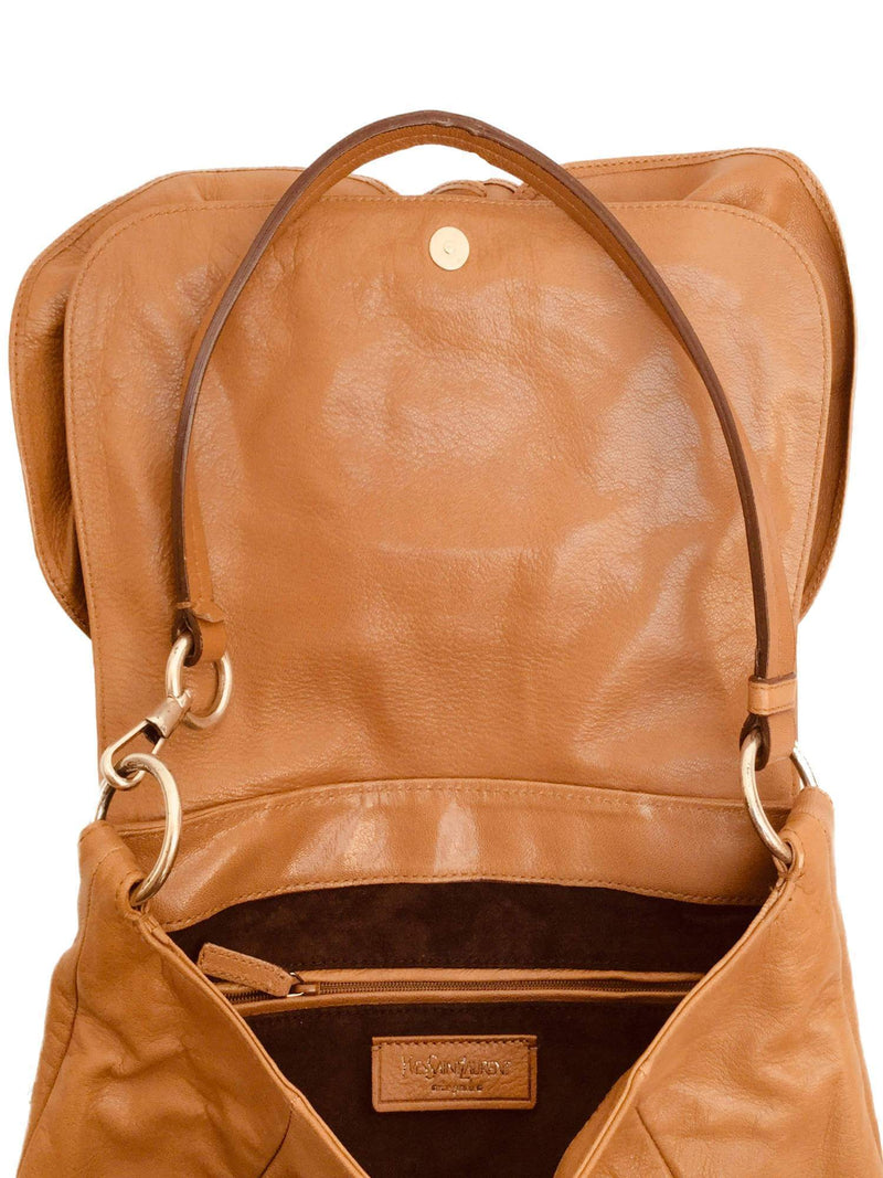 Yves Saint Laurent Calfskin Leather Nadja Small Flap Bag Brown-designer resale