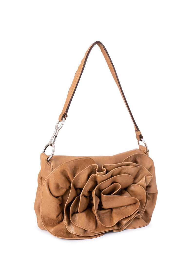 Yves Saint Laurent Calfskin Leather Nadja Small Flap Bag Brown-designer resale