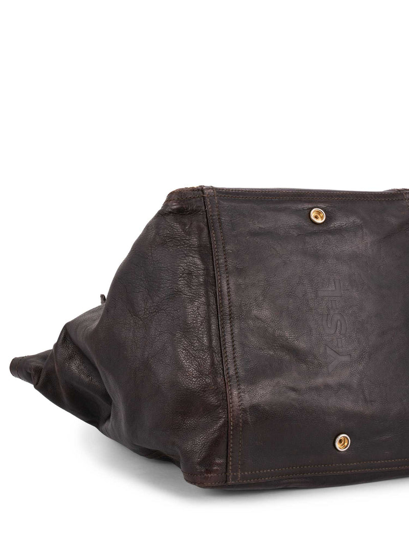 Yves Saint Laurent Calfskin Medium Downtown Bag Brown-designer resale