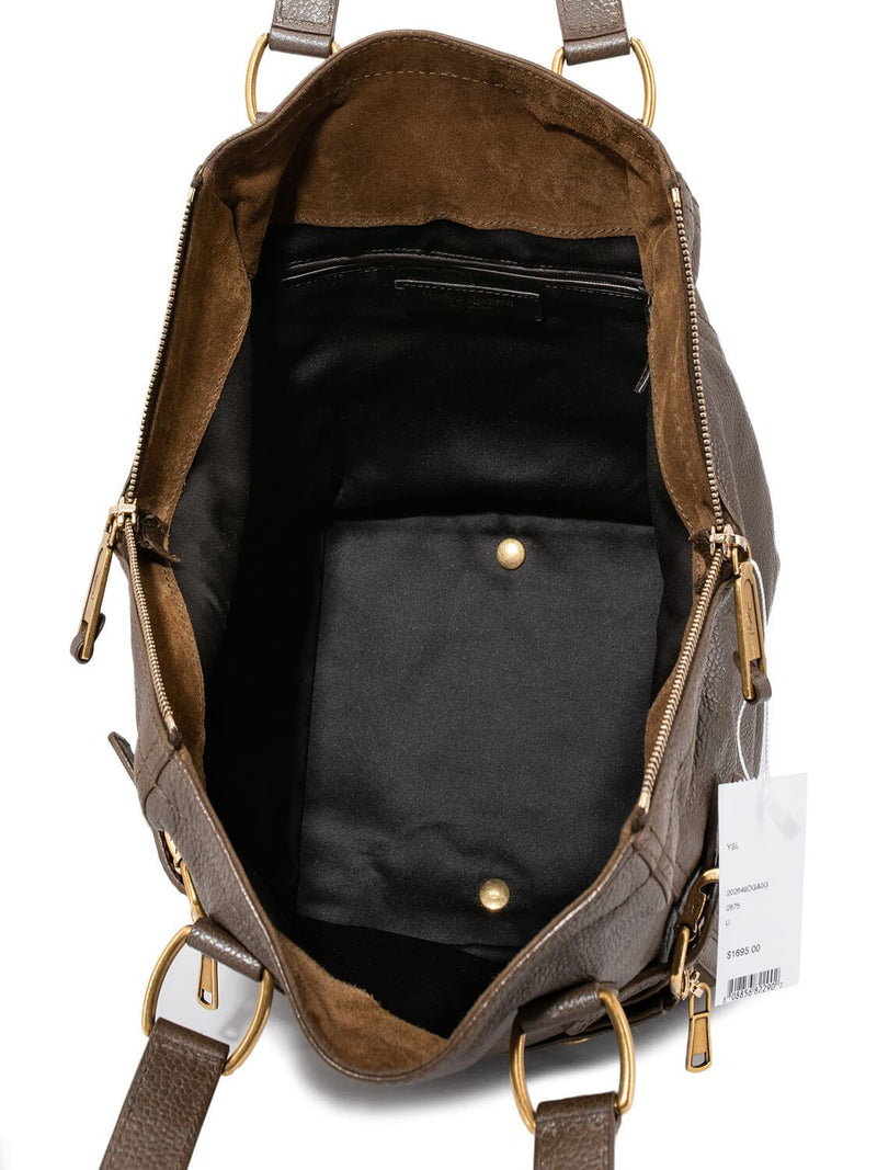 Yves Saint Laurent Calfskin Medium Downtown Bag Brown-designer resale