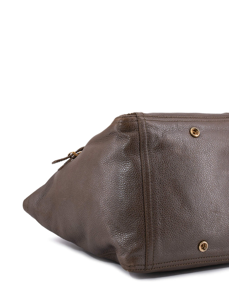 Yves Saint Laurent Calfskin Medium Downtown Bag Brown-designer resale