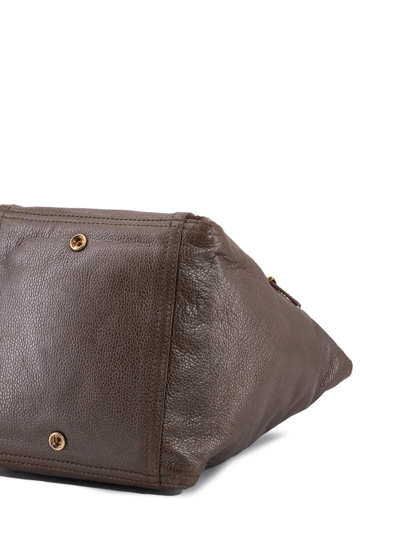 Yves Saint Laurent Calfskin Medium Downtown Bag Brown-designer resale