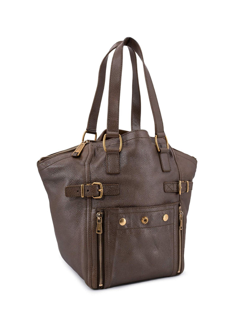 Yves Saint Laurent Calfskin Medium Downtown Bag Brown-designer resale