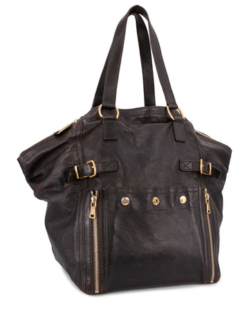 Yves Saint Laurent Calfskin Medium Downtown Bag Brown-designer resale