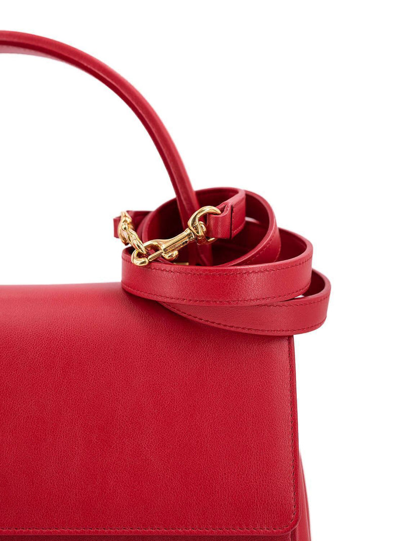 Yves Saint Laurent Calfskin Medium Moujik Top Handle Bag Red-designer resale