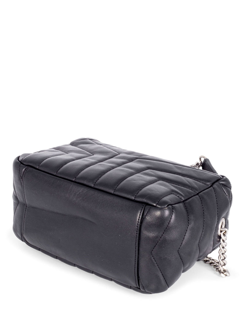 Yves Saint Laurent Chevron Leather Lou Camera Messenger Bag Black-designer resale