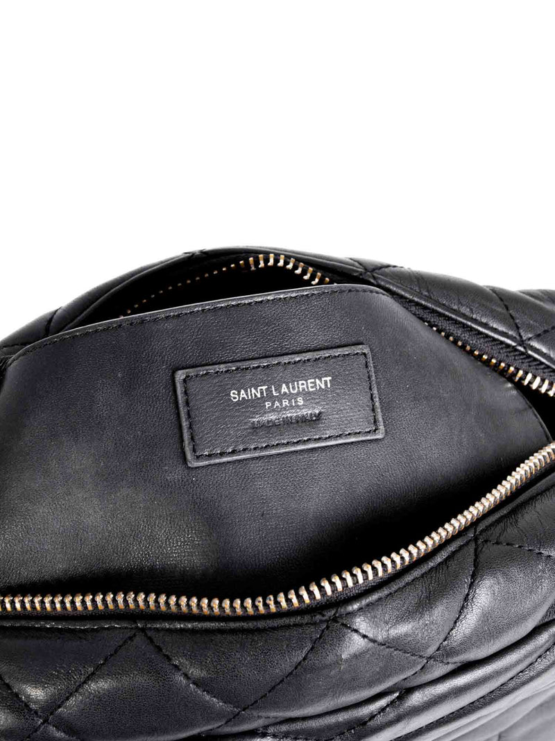 YVES SAINT LAURENT Lou Chevron Leather Camera Crossbody Bag Beige