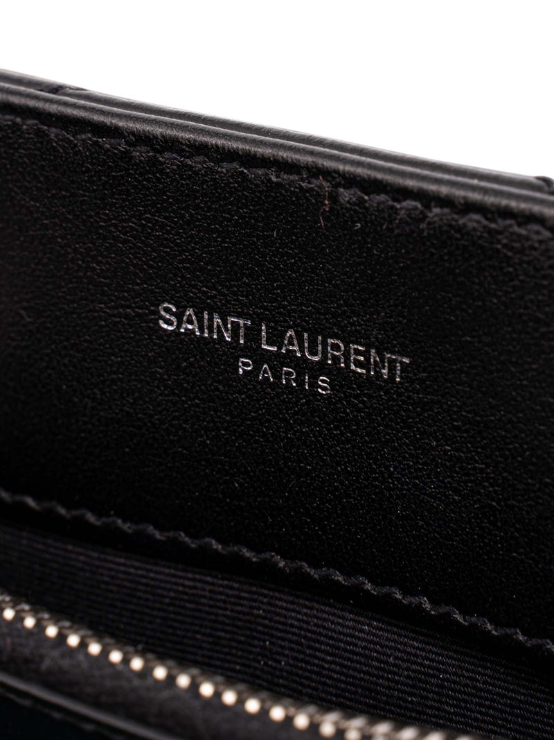 Saint Laurent Paris Black Chevron Leather Classic Monogram Shopping Tote  Yves Saint Laurent