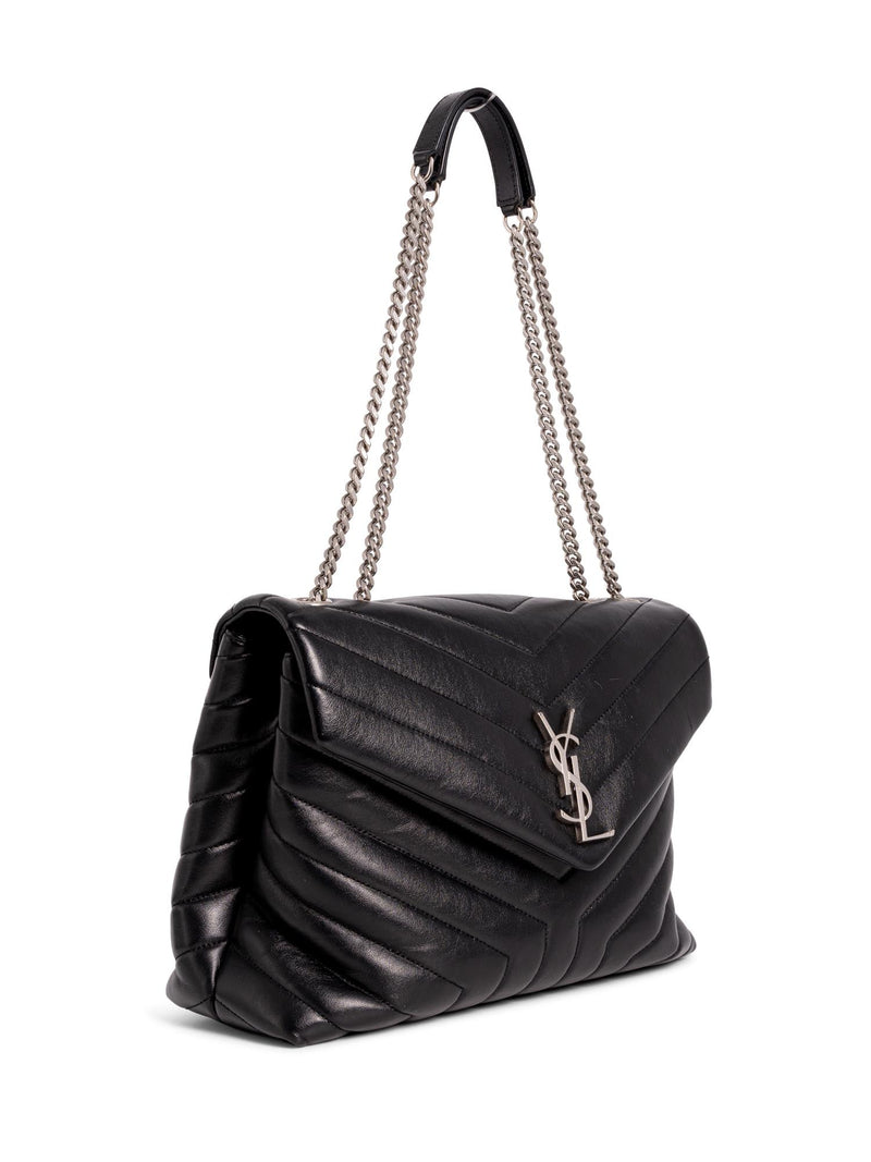 Yves Saint Laurent Chevron Leather Medium Loulou Flap Messenger