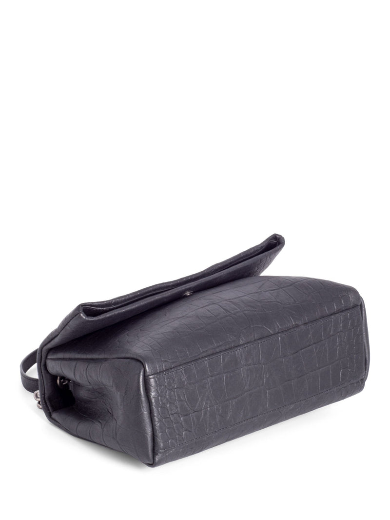 Yves Saint Laurent Crocodile Embossed LeatherWest Hollywood Bag Black-designer resale