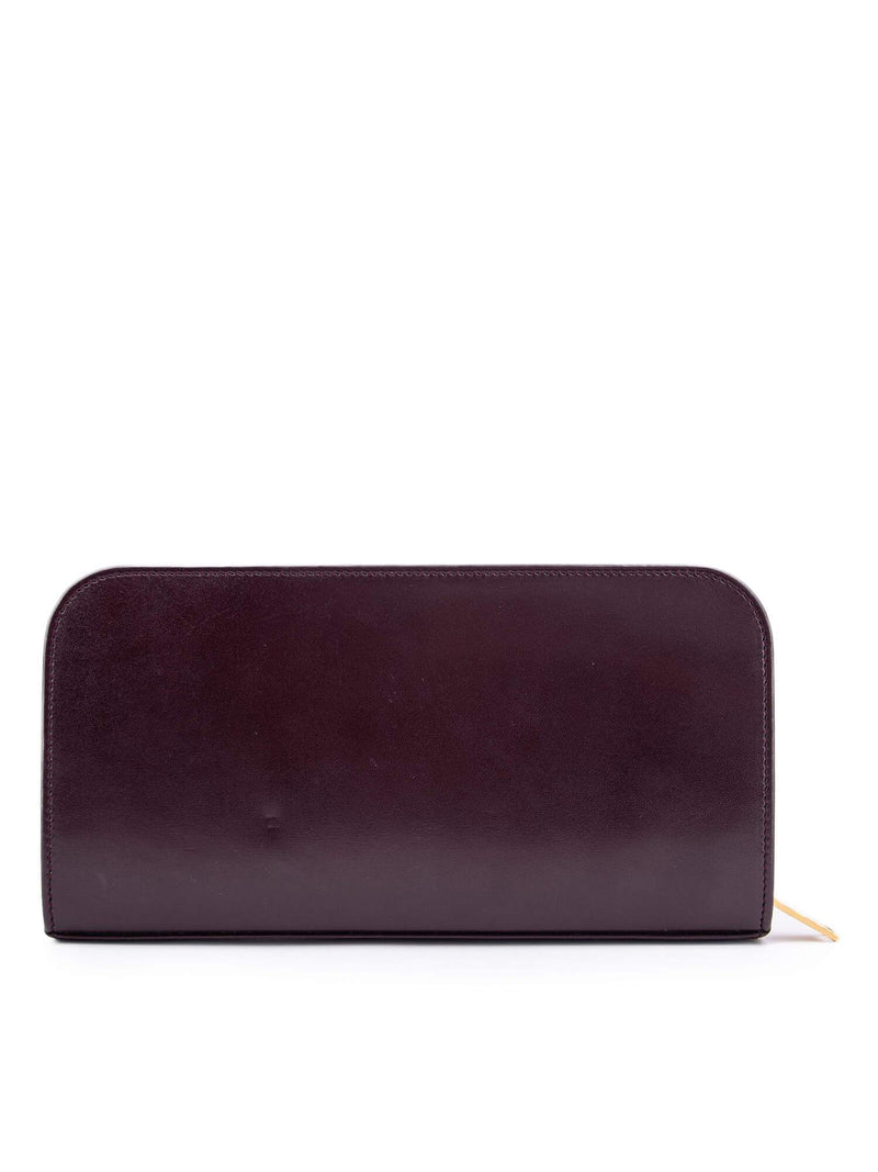 Yves Saint Laurent Leather Zip Around Wallet Burgundy-designer resale