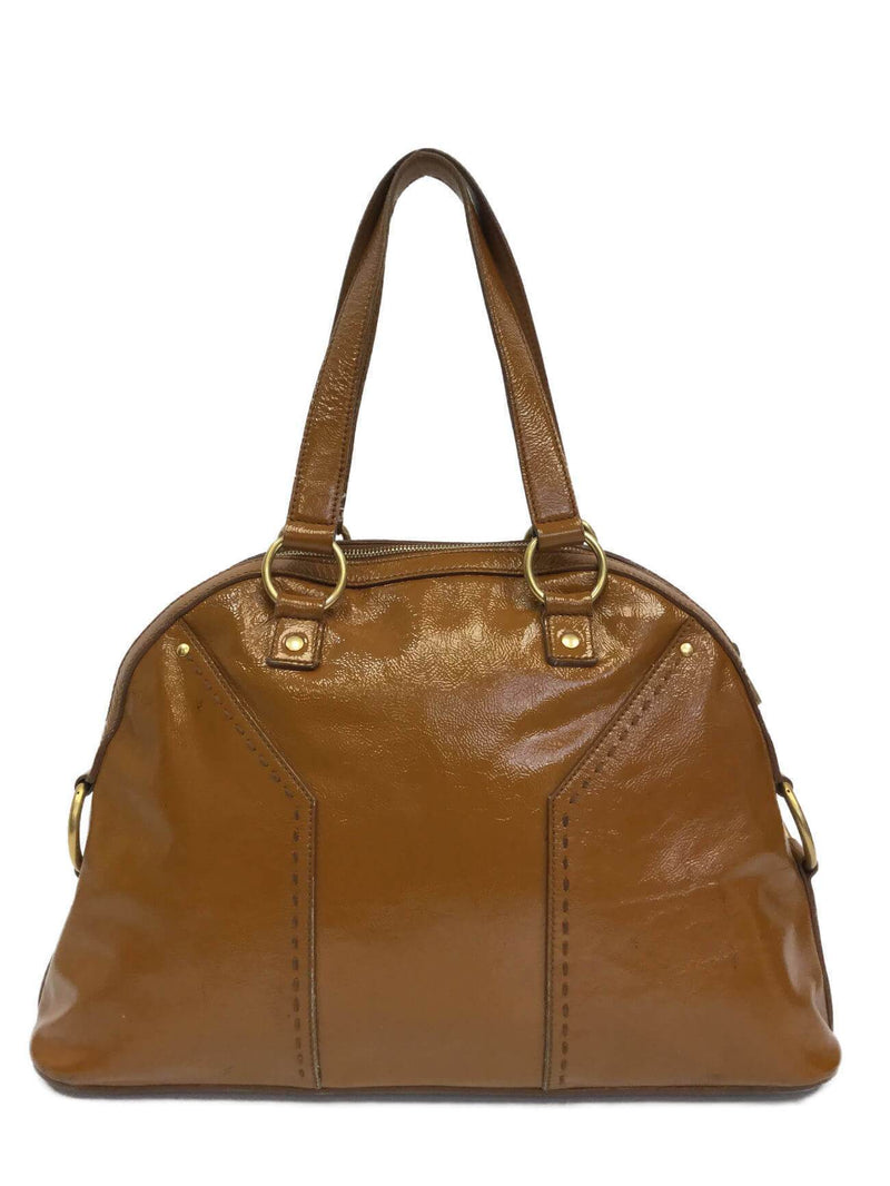 Yves Saint Laurent Patent Leather Muse Tote Brown-designer resale