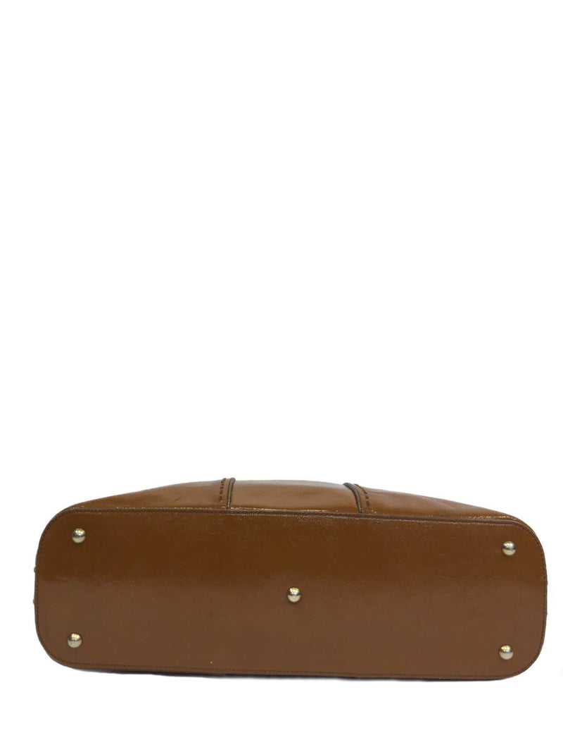Yves Saint Laurent Patent Leather Muse Tote Brown-designer resale