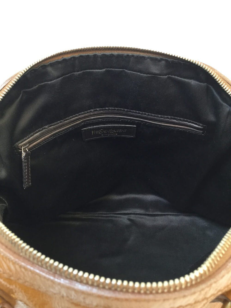 Yves Saint Laurent Patent Leather Muse Tote Brown-designer resale
