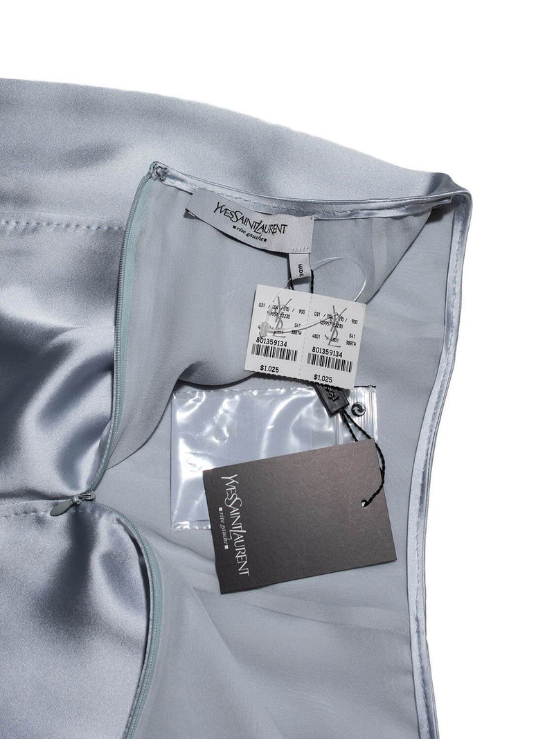 Yves Saint Laurent Silk A Line Ruffled Skirt Blue-designer resale