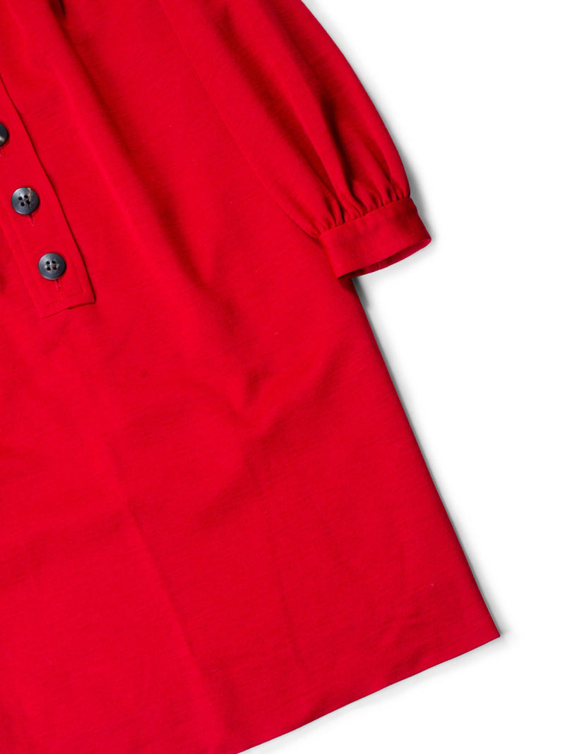 Yves Saint Laurent Vintage Wool Long Sleeve Dress Red-designer resale