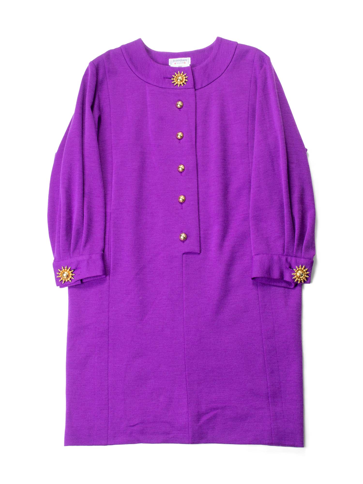 Yves Saint Laurent Wool Vintage Dress Purple-designer resale