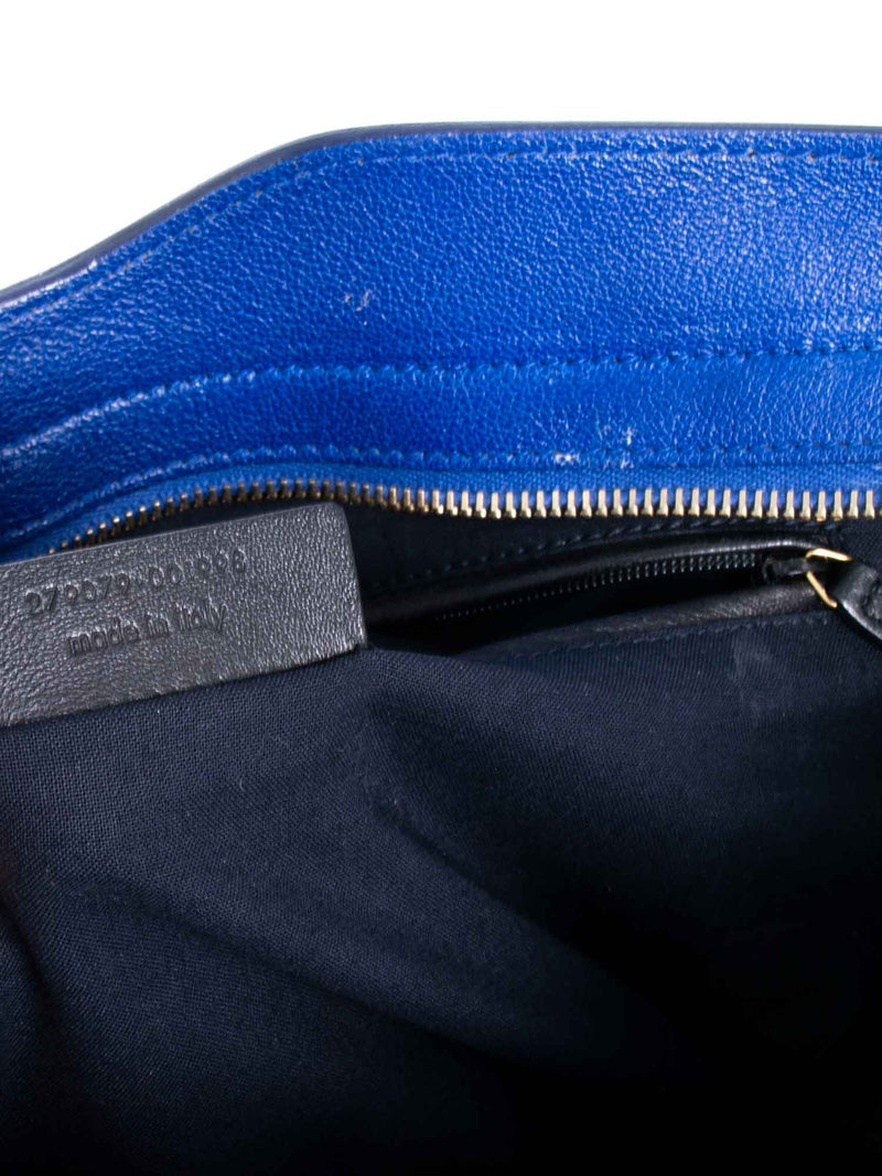 Yves Saint Laurent Y Logo Leather Shoulder Bag Royal Blue-designer resale