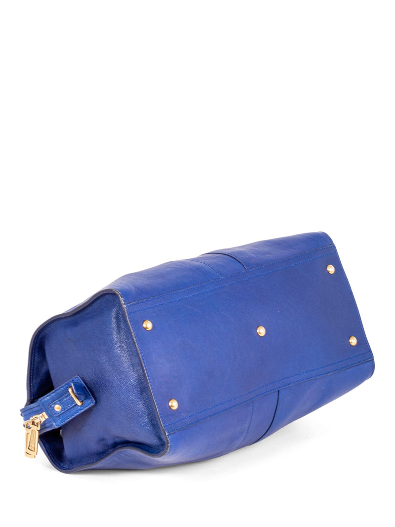 Yves Saint Laurent Y Logo Leather Shoulder Bag Royal Blue-designer resale