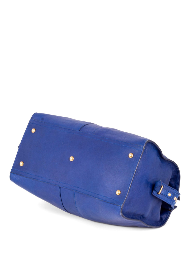 Yves Saint Laurent Y Logo Leather Shoulder Bag Royal Blue-designer resale