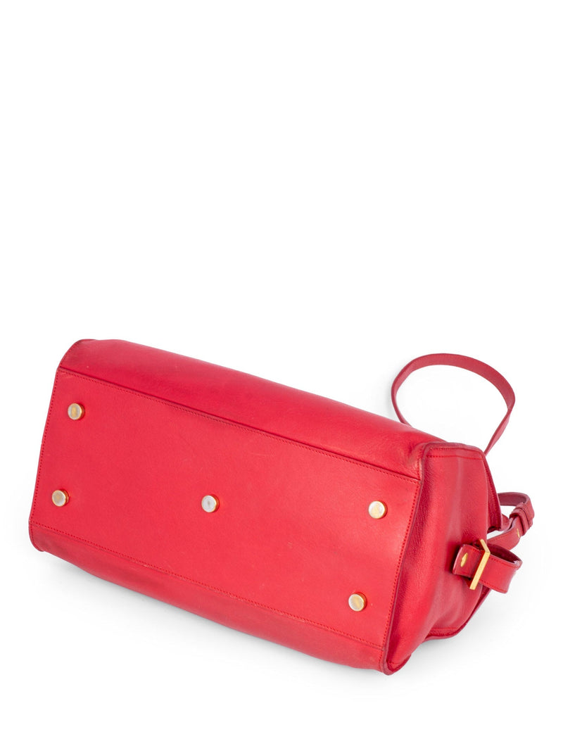 Yves Saint Laurent YSL Logo Leather Messenger Bag Red-designer resale