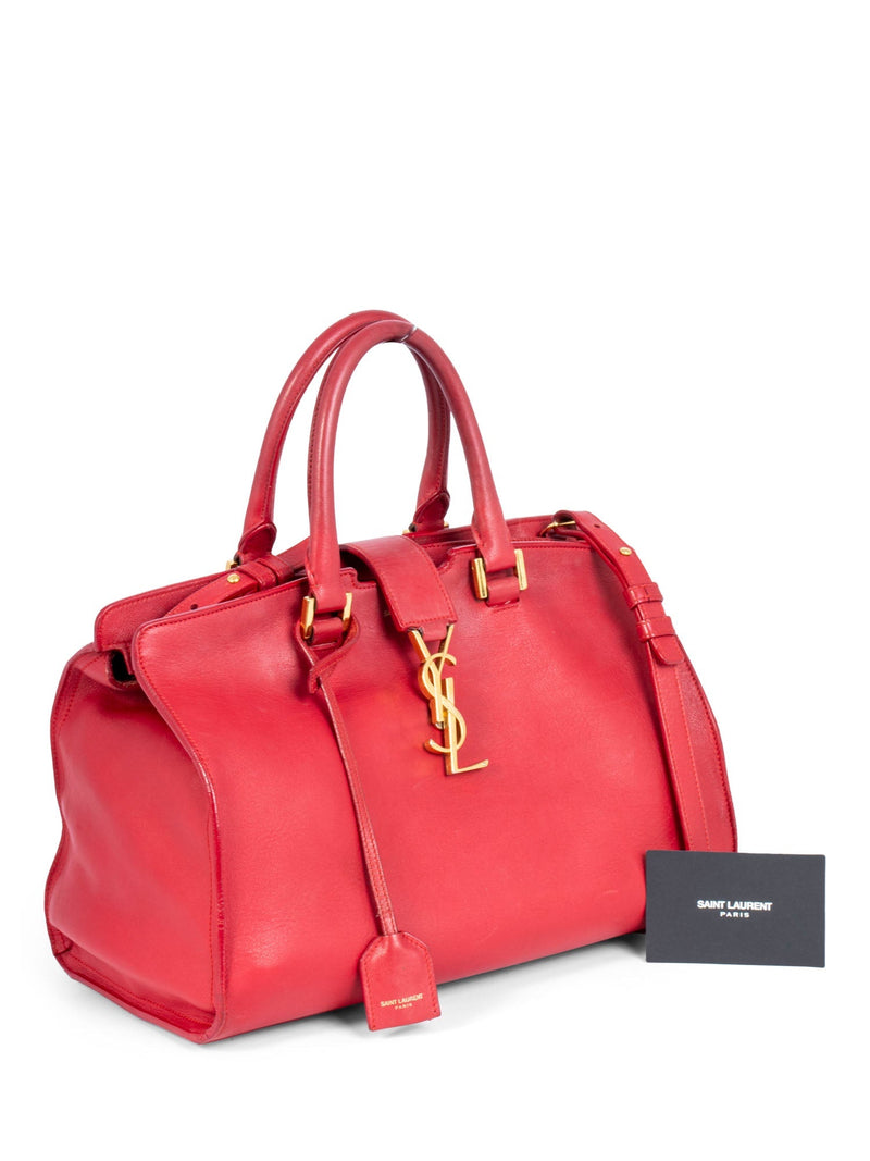 Yves Saint Laurent YSL Logo Leather Messenger Bag Red-designer resale