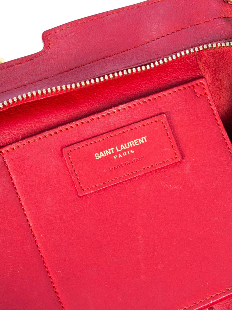 Yves Saint Laurent YSL Logo Leather Messenger Bag Red-designer resale