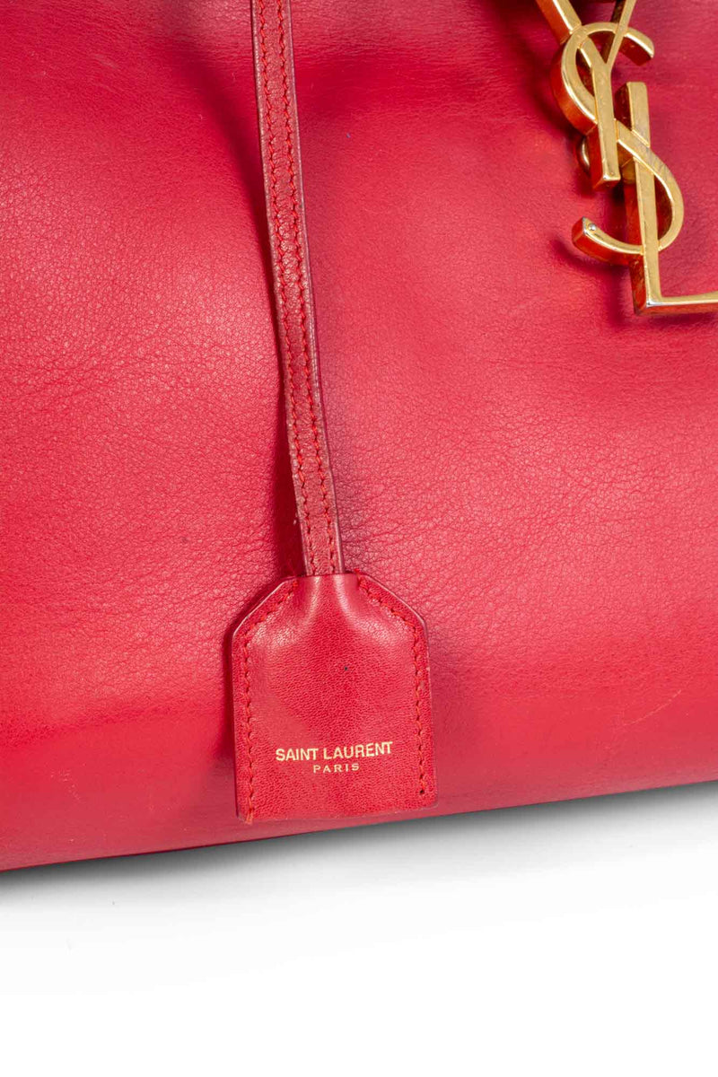 Yves Saint Laurent YSL Logo Leather Messenger Bag Red-designer resale