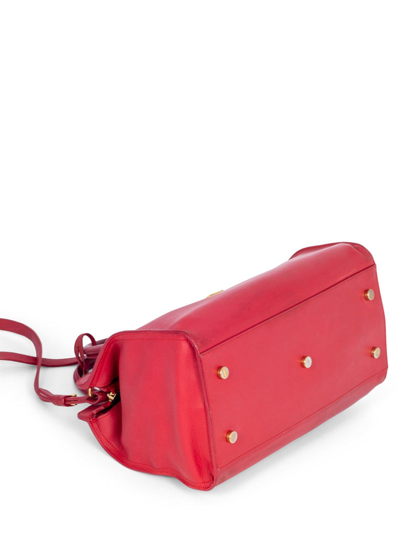 Yves Saint Laurent YSL Logo Leather Messenger Bag Red-designer resale