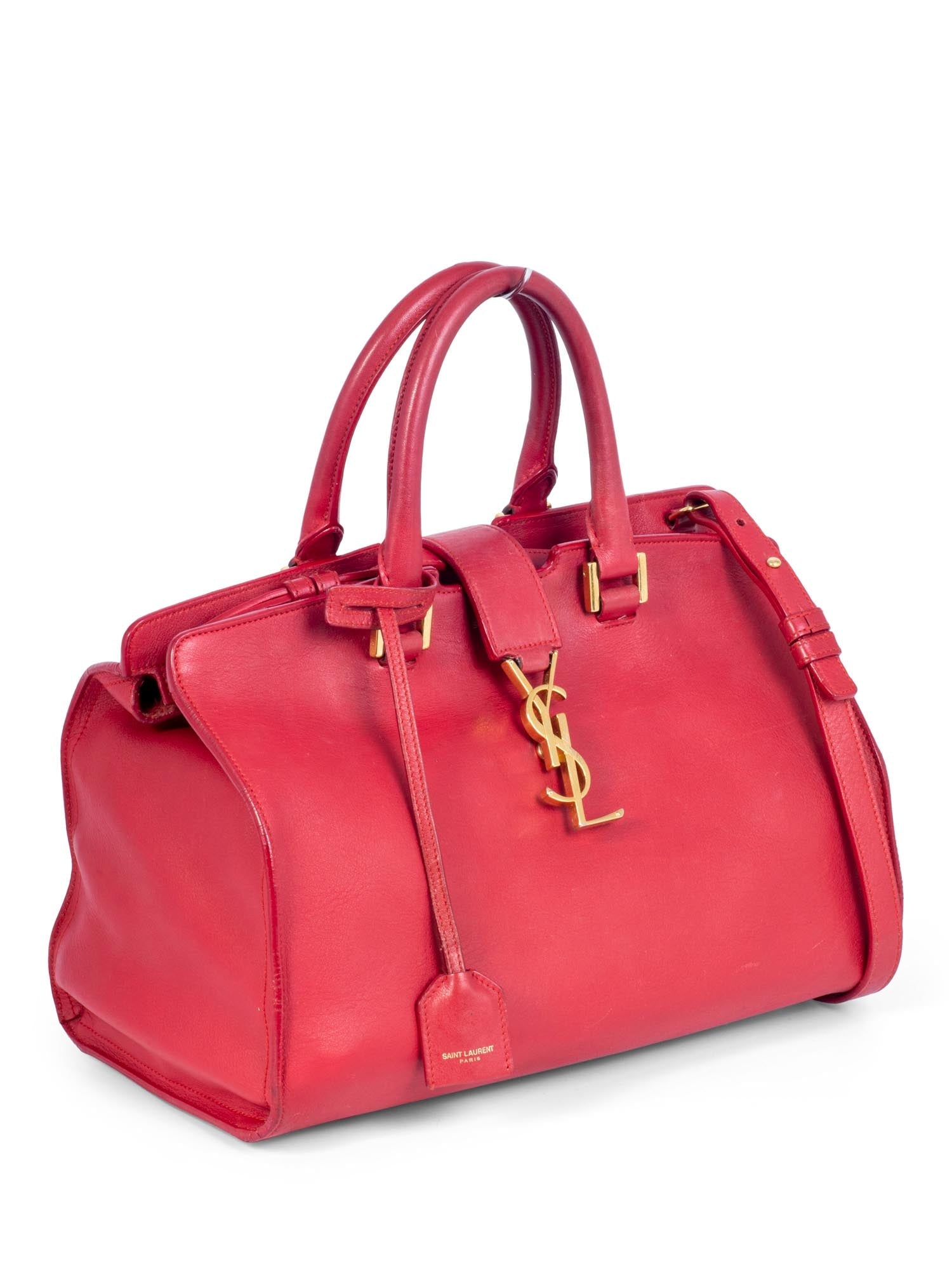 Yves Saint Laurent YSL Logo Leather Messenger Bag Red-designer resale