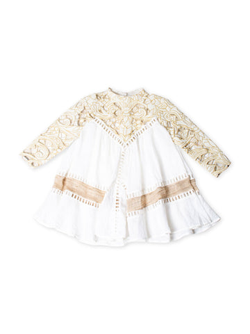 Zimmermann Ramie Cotton Flowy Top White Gold-designer resale