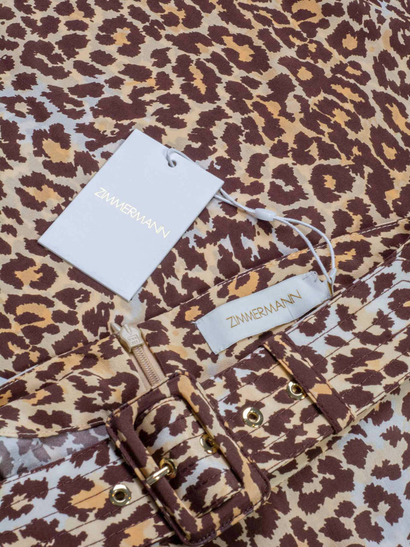 Zimmermann Silk Belted Leopard Print Maxi Skirt Brown-designer resale
